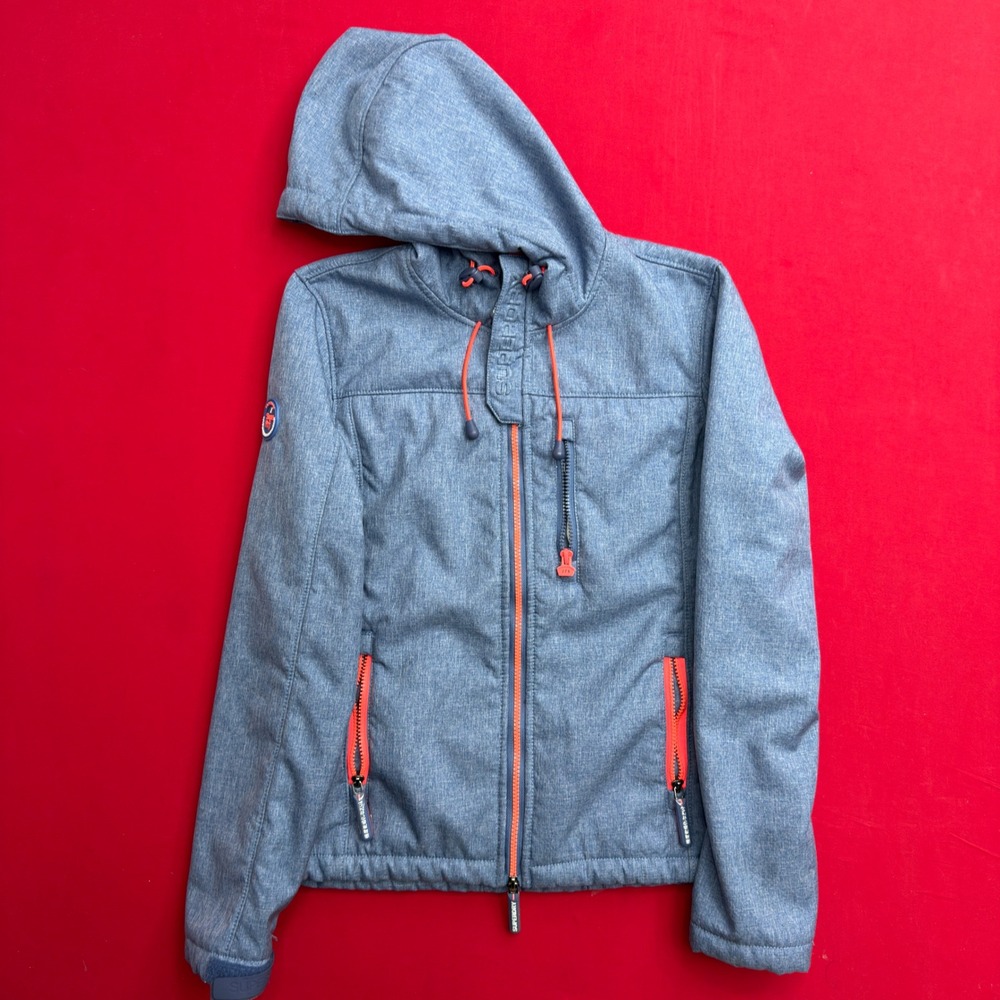 Superdry Engineered Windtrekker Mens Blue Softshell Fleece Lined Jacket Size M